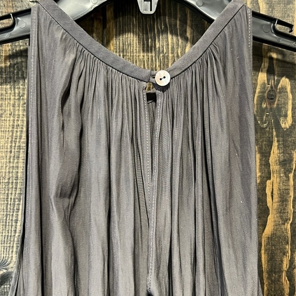 Ramy Brook New York Mini Dress XS High Neck Smocked Waist Grey Halter Sleeveless - Picture 6 of 10